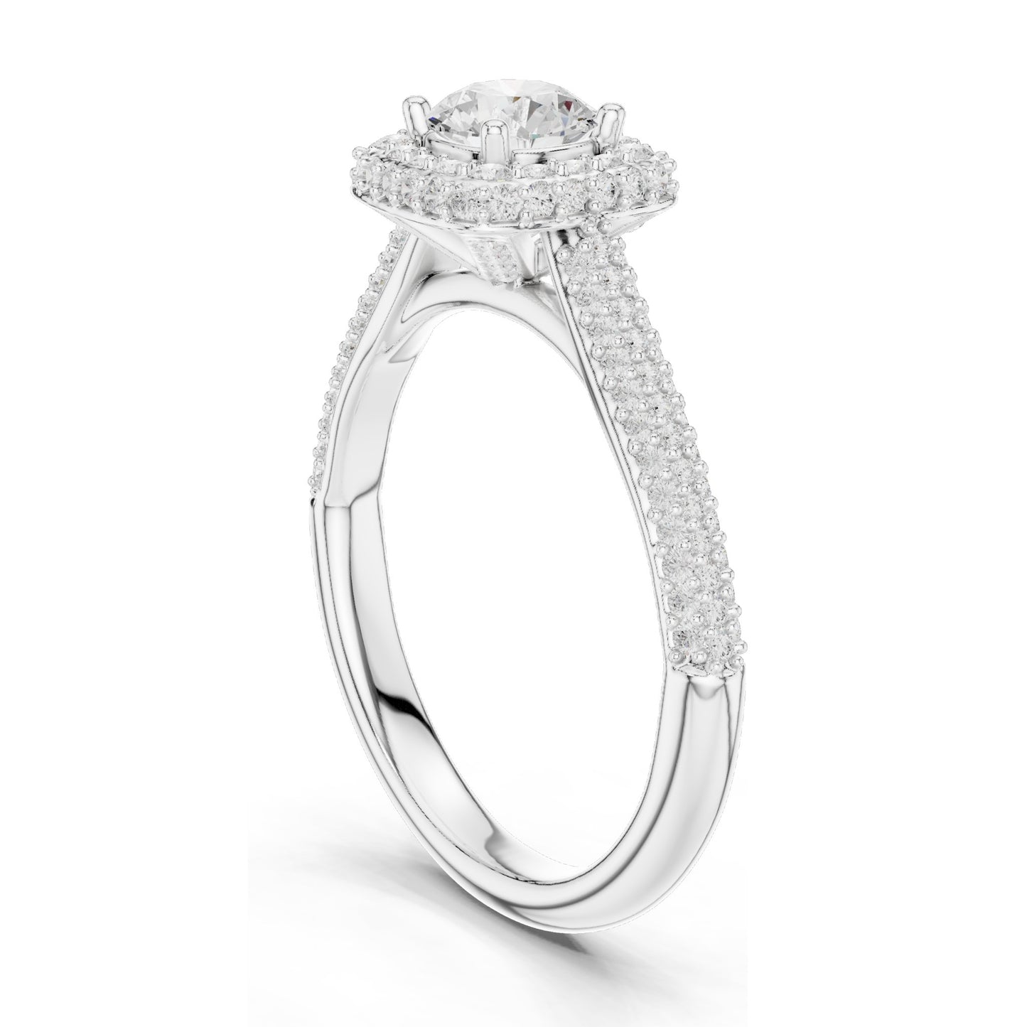 1.30 CT Round Brilliant Lab Diamond Halo Engagement Ring for Women | VVS-VS EF Clarity | 18KT, 14KT, 10KT Gold & 925 Silver | Rose, Yellow, White Gold & Moissanite Options
