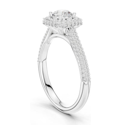 1.30 CT Round Brilliant Lab Diamond Halo Engagement Ring for Women | VVS-VS EF Clarity | 18KT, 14KT, 10KT Gold & 925 Silver | Rose, Yellow, White Gold & Moissanite Options