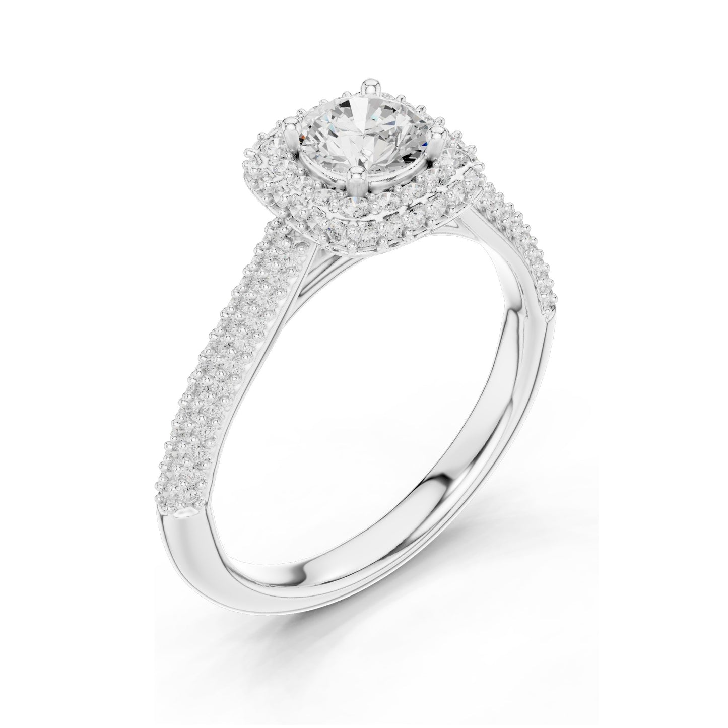 1.30 CT Round Brilliant Lab Diamond Halo Engagement Ring for Women | VVS-VS EF Clarity | 18KT, 14KT, 10KT Gold & 925 Silver | Rose, Yellow, White Gold & Moissanite Options