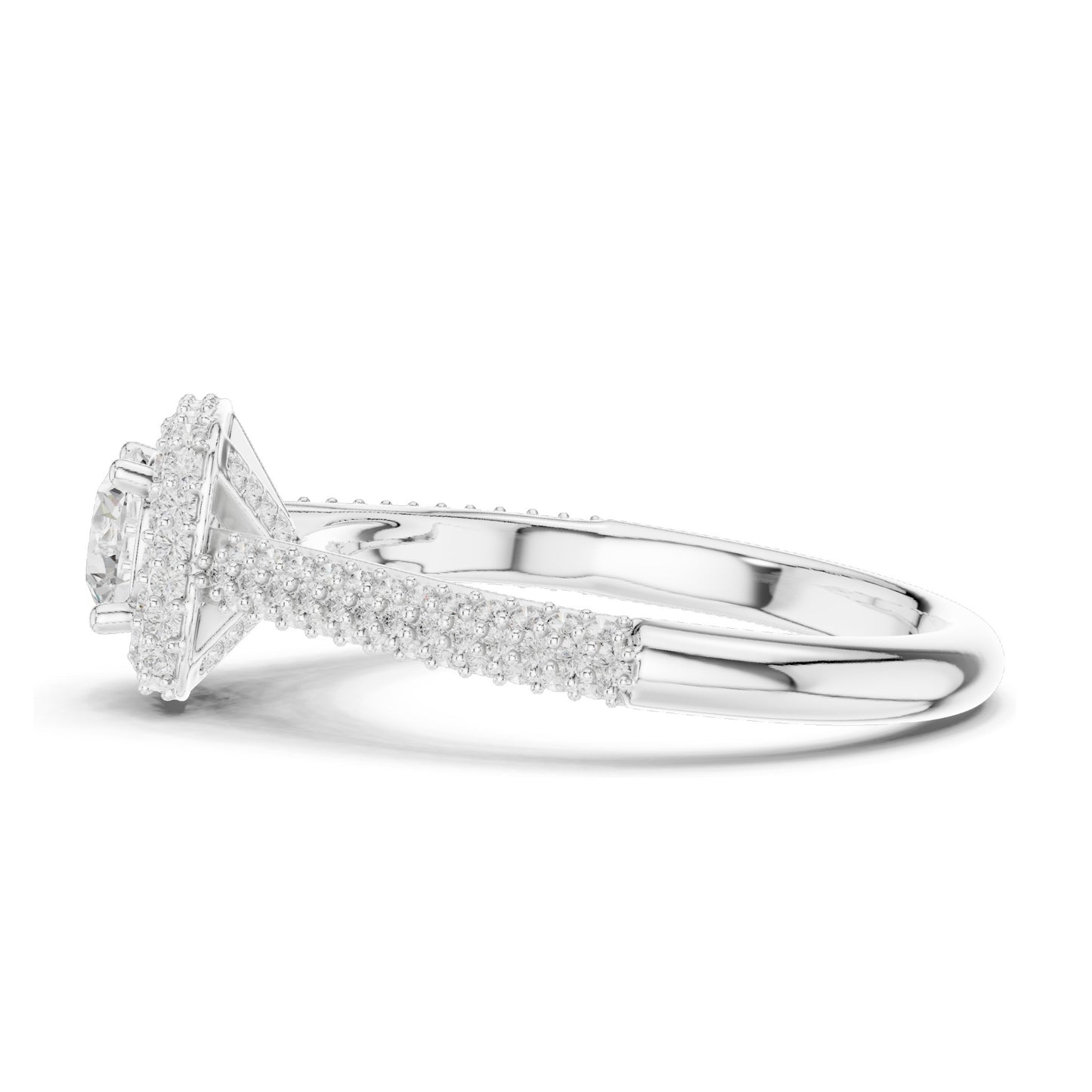 1.30 CT Round Brilliant Lab Diamond Halo Engagement Ring for Women | VVS-VS EF Clarity | 18KT, 14KT, 10KT Gold & 925 Silver | Rose, Yellow, White Gold & Moissanite Options
