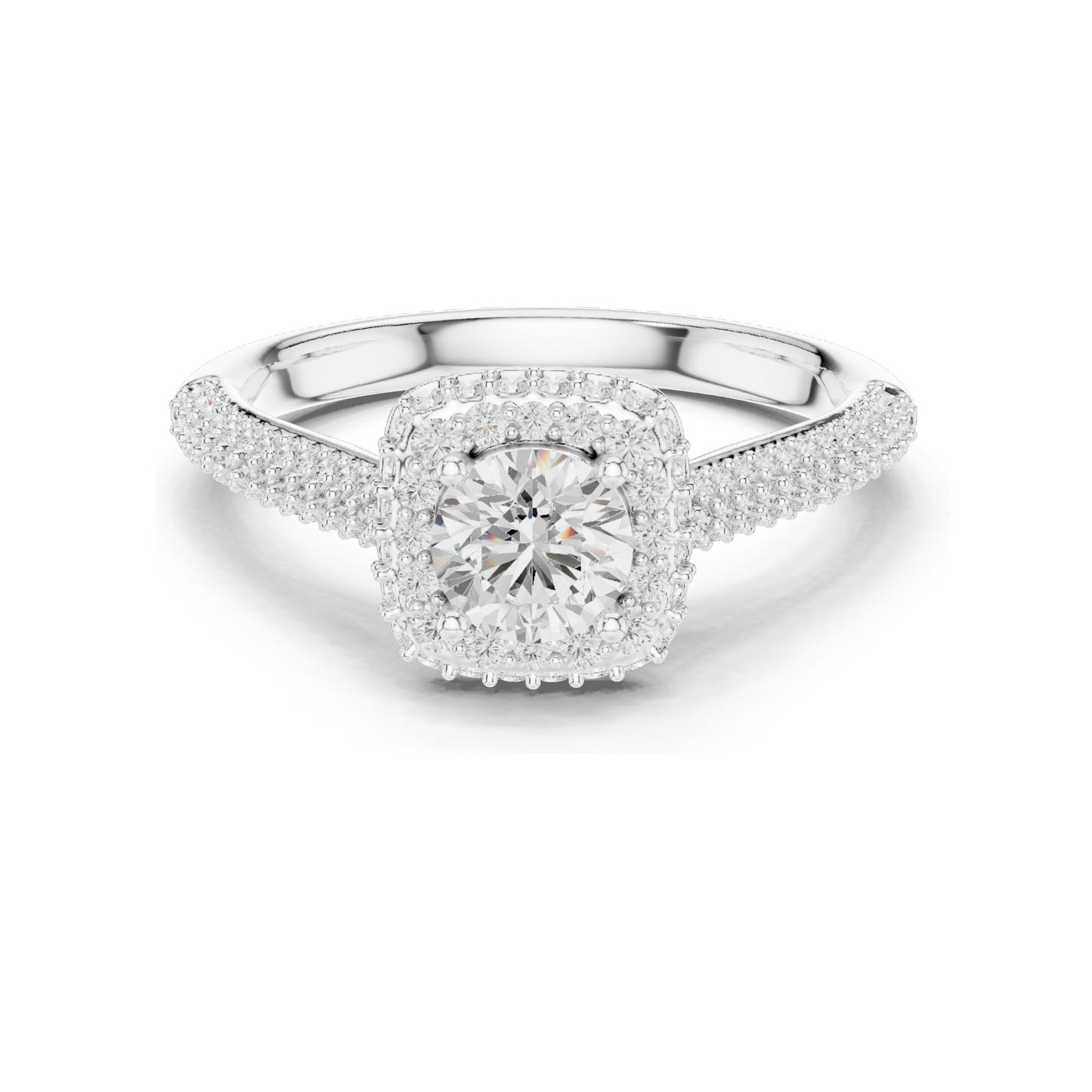 1.30 CT Round Brilliant Lab Diamond Halo Engagement Ring for Women | VVS-VS EF Clarity | 18KT, 14KT, 10KT Gold & 925 Silver | Rose, Yellow, White Gold & Moissanite Options