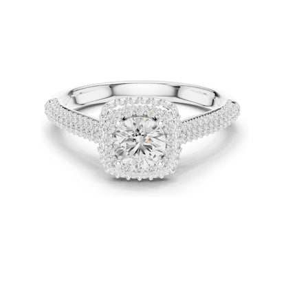 1.30 CT Round Brilliant Lab Diamond Halo Engagement Ring for Women | VVS-VS EF Clarity | 18KT, 14KT, 10KT Gold & 925 Silver | Rose, Yellow, White Gold & Moissanite Options