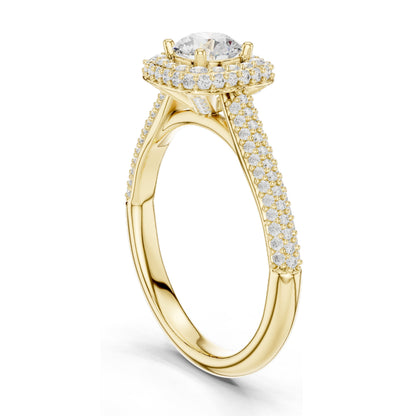 1.30 CT Round Brilliant Lab Diamond Halo Engagement Ring for Women | VVS-VS EF Clarity | 18KT, 14KT, 10KT Gold & 925 Silver | Rose, Yellow, White Gold & Moissanite Options