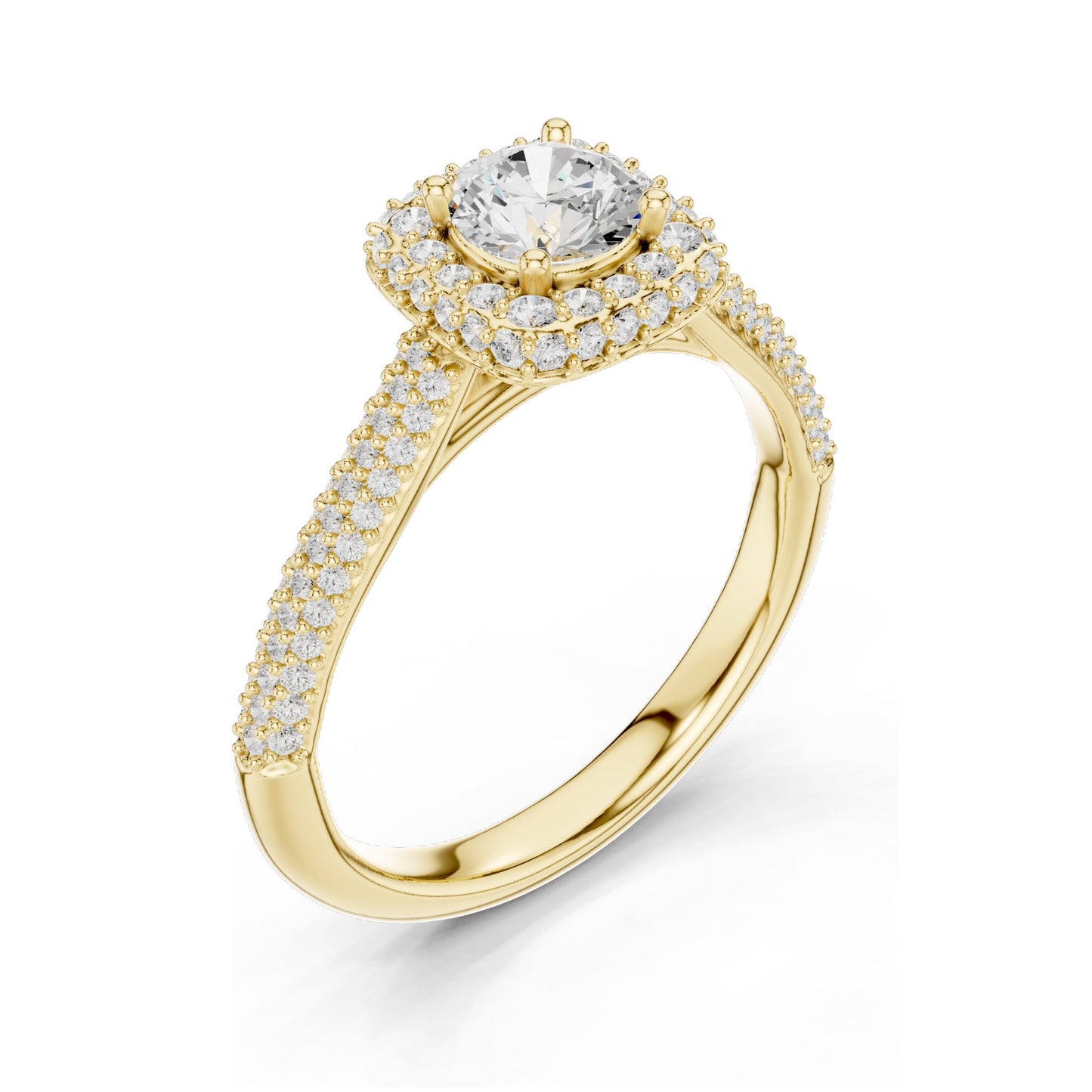 1.30 CT Round Brilliant Lab Diamond Halo Engagement Ring for Women | VVS-VS EF Clarity | 18KT, 14KT, 10KT Gold & 925 Silver | Rose, Yellow, White Gold & Moissanite Options