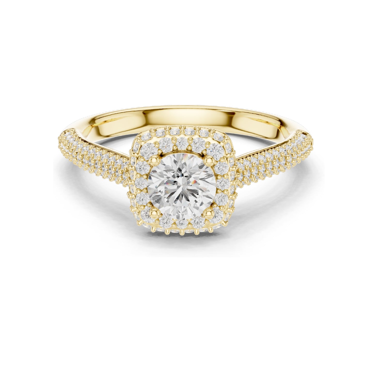 1.30 CT Round Brilliant Lab Diamond Halo Engagement Ring for Women | VVS-VS EF Clarity | 18KT, 14KT, 10KT Gold & 925 Silver | Rose, Yellow, White Gold & Moissanite Options
