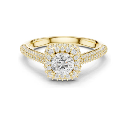 1.30 CT Round Brilliant Lab Diamond Halo Engagement Ring for Women | VVS-VS EF Clarity | 18KT, 14KT, 10KT Gold & 925 Silver | Rose, Yellow, White Gold & Moissanite Options