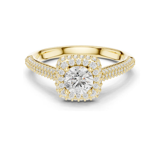 1.30 CT Round Brilliant Lab Diamond Halo Engagement Ring for Women | VVS-VS EF Clarity | 18KT, 14KT, 10KT Gold & 925 Silver | Rose, Yellow, White Gold & Moissanite Options