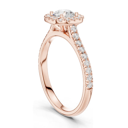 1.202 CT Round Brilliant Lab Diamond Halo Ring for Women | VVS-VS EF Clarity | 18KT, 14KT, 10KT Gold & 925 Silver | Rose, Yellow, White Gold & Moissanite Options