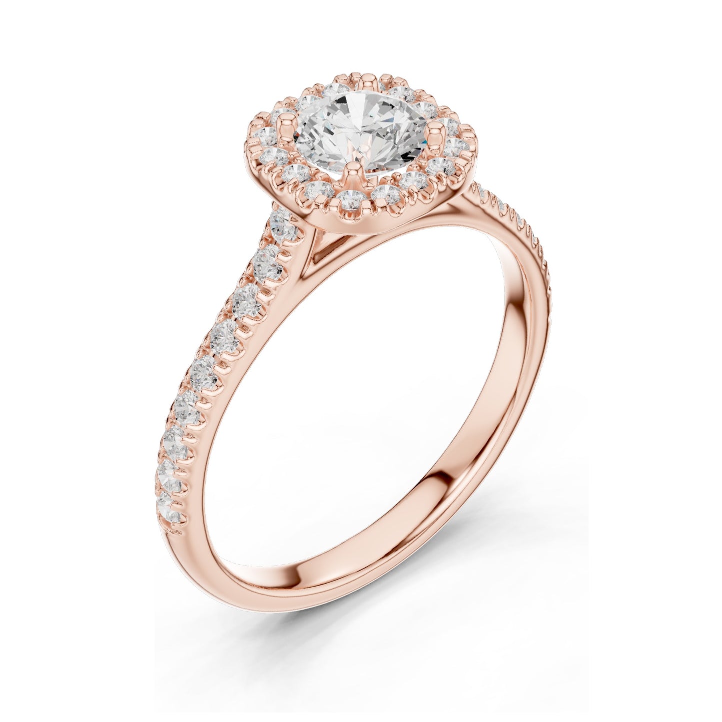 1.202 CT Round Brilliant Lab Diamond Halo Ring for Women | VVS-VS EF Clarity | 18KT, 14KT, 10KT Gold & 925 Silver | Rose, Yellow, White Gold & Moissanite Options