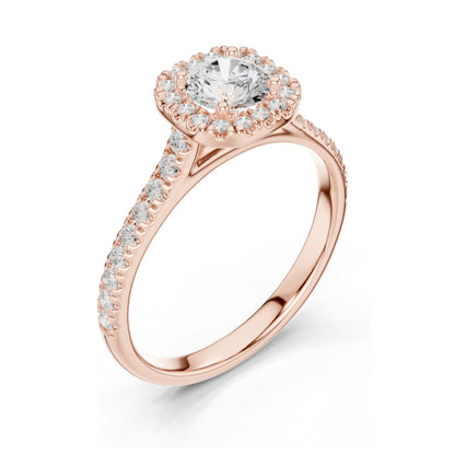 1.202 CT Round Brilliant Lab Diamond Halo Ring for Women | VVS-VS EF Clarity | 18KT, 14KT, 10KT Gold & 925 Silver | Rose, Yellow, White Gold & Moissanite Options