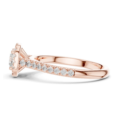 1.202 CT Round Brilliant Lab Diamond Halo Ring for Women | VVS-VS EF Clarity | 18KT, 14KT, 10KT Gold & 925 Silver | Rose, Yellow, White Gold & Moissanite Options