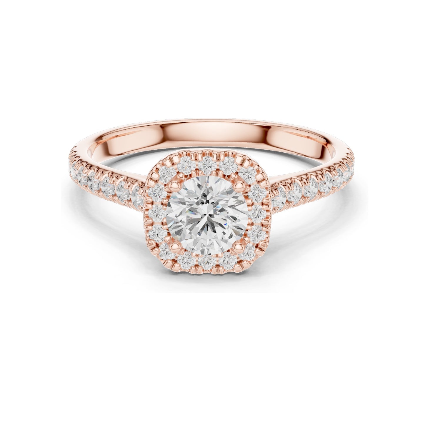 1.202 CT Round Brilliant Lab Diamond Halo Ring for Women | VVS-VS EF Clarity | 18KT, 14KT, 10KT Gold & 925 Silver | Rose, Yellow, White Gold & Moissanite Options
