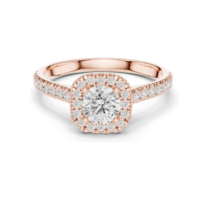 1.202 CT Round Brilliant Lab Diamond Halo Ring for Women | VVS-VS EF Clarity | 18KT, 14KT, 10KT Gold & 925 Silver | Rose, Yellow, White Gold & Moissanite Options
