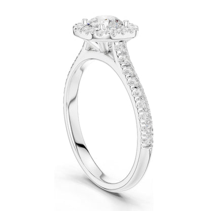 1.202 CT Round Brilliant Lab Diamond Halo Ring for Women | VVS-VS EF Clarity | 18KT, 14KT, 10KT Gold & 925 Silver | Rose, Yellow, White Gold & Moissanite Options