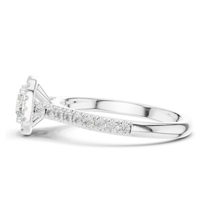 1.202 CT Round Brilliant Lab Diamond Halo Ring for Women | VVS-VS EF Clarity | 18KT, 14KT, 10KT Gold & 925 Silver | Rose, Yellow, White Gold & Moissanite Options