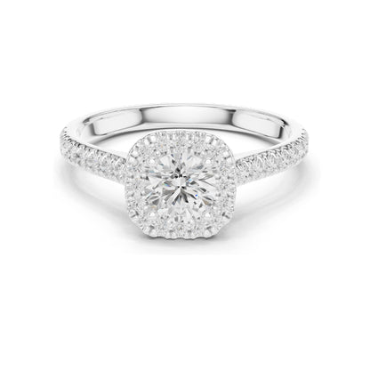 1.202 CT Round Brilliant Lab Diamond Halo Ring for Women | VVS-VS EF Clarity | 18KT, 14KT, 10KT Gold & 925 Silver | Rose, Yellow, White Gold & Moissanite Options