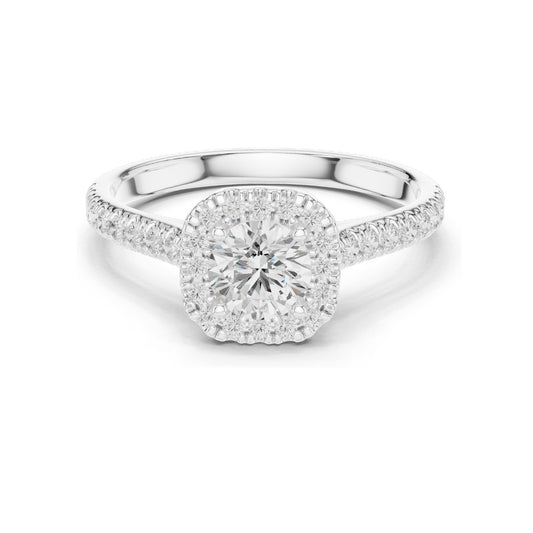 1.202 CT Round Brilliant Lab Diamond Halo Ring for Women | VVS-VS EF Clarity | 18KT, 14KT, 10KT Gold & 925 Silver | Rose, Yellow, White Gold & Moissanite Options