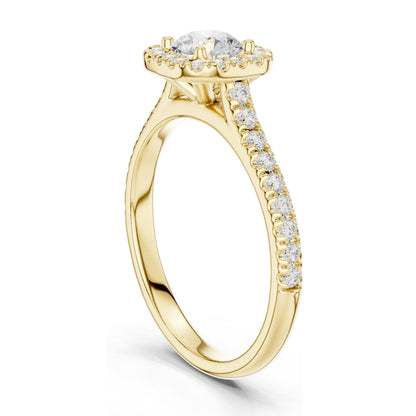 1.202 CT Round Brilliant Lab Diamond Halo Ring for Women | VVS-VS EF Clarity | 18KT, 14KT, 10KT Gold & 925 Silver | Rose, Yellow, White Gold & Moissanite Options