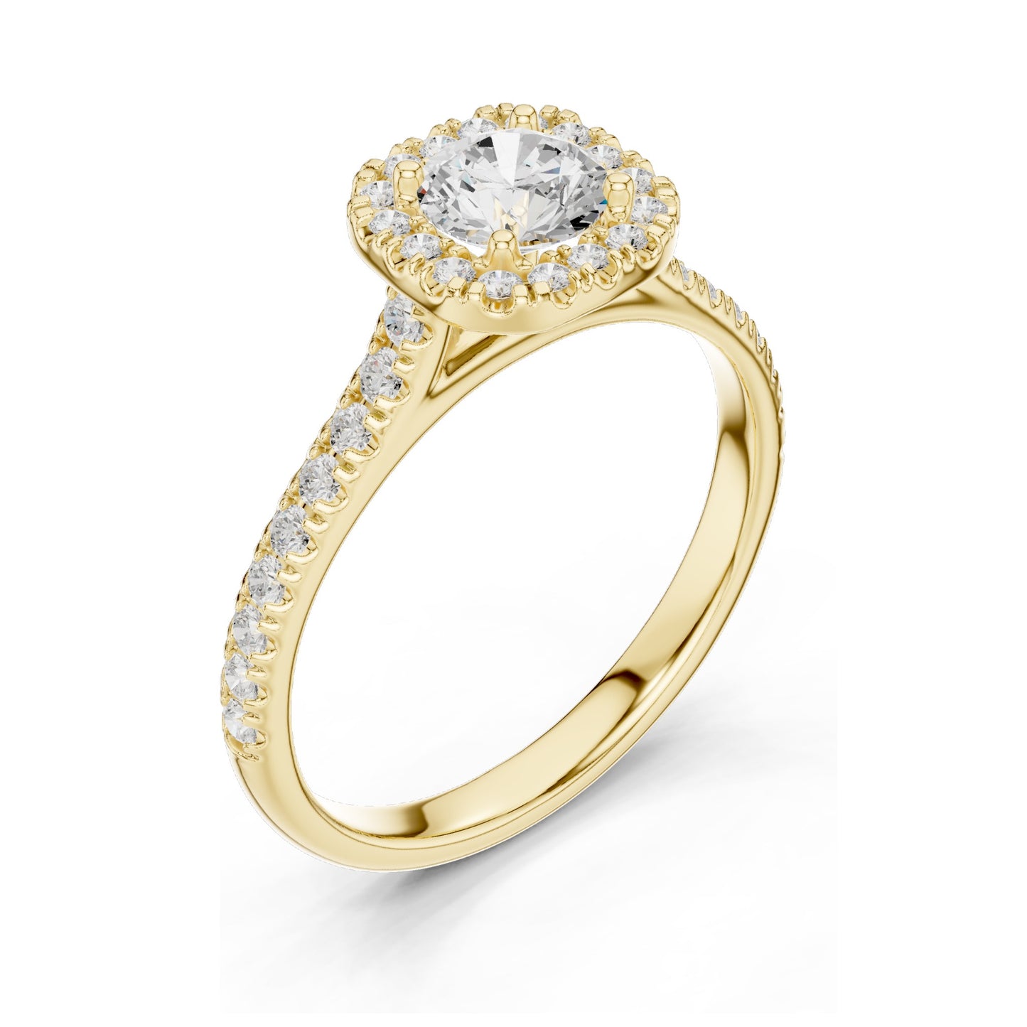 1.202 CT Round Brilliant Lab Diamond Halo Ring for Women | VVS-VS EF Clarity | 18KT, 14KT, 10KT Gold & 925 Silver | Rose, Yellow, White Gold & Moissanite Options