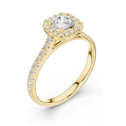 1.202 CT Round Brilliant Lab Diamond Halo Ring for Women | VVS-VS EF Clarity | 18KT, 14KT, 10KT Gold & 925 Silver | Rose, Yellow, White Gold & Moissanite Options