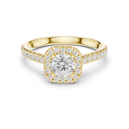 1.202 CT Round Brilliant Lab Diamond Halo Ring for Women | VVS-VS EF Clarity | 18KT, 14KT, 10KT Gold & 925 Silver | Rose, Yellow, White Gold & Moissanite Options