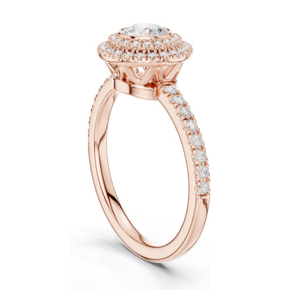1.134 CT Round Brilliant Lab Diamond Halo Engagement Ring for Women | VVS-VS EF Clarity | 18KT, 14KT, 10KT Gold & 925 Silver | Rose, Yellow, White Gold & Moissanite Options
