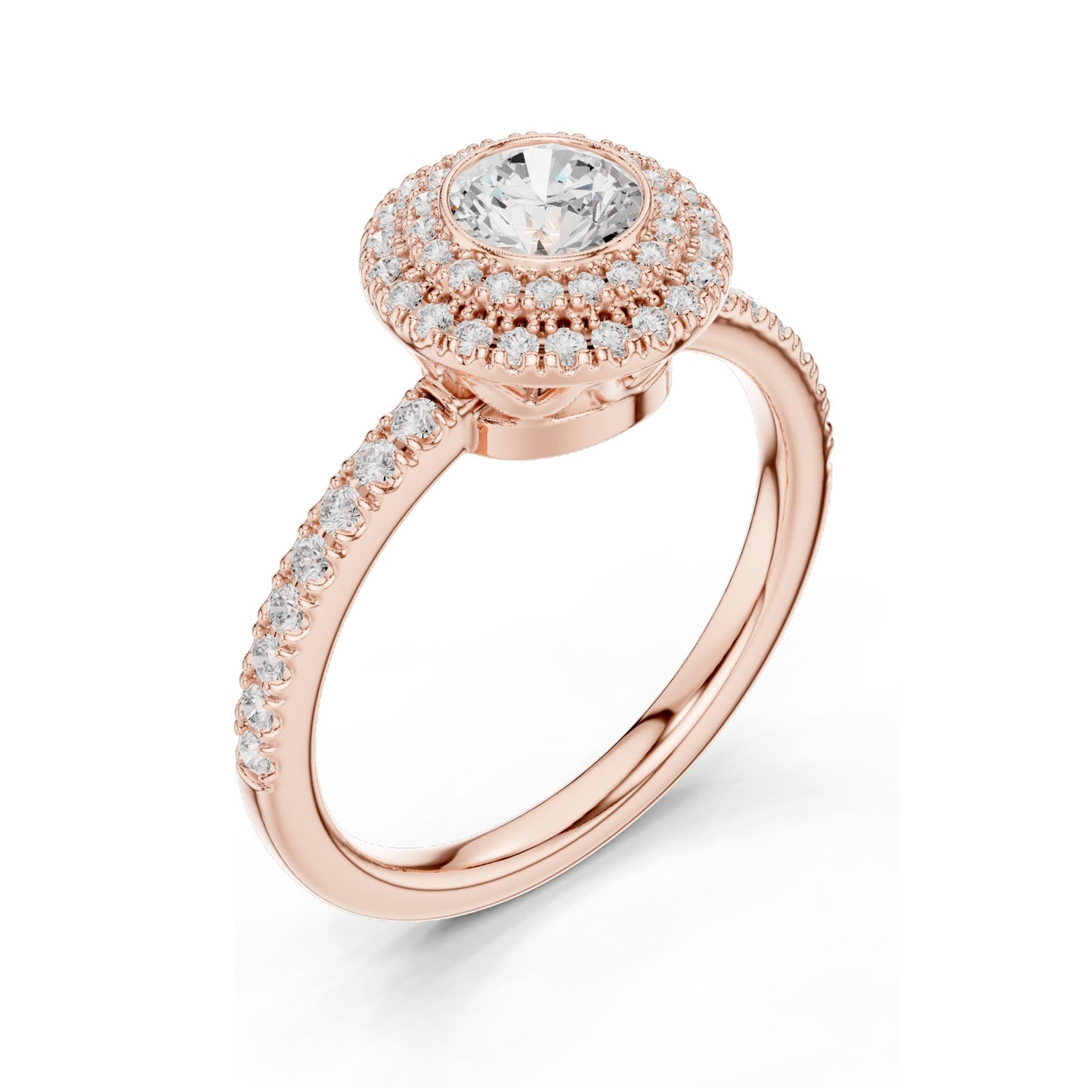 1.134 CT Round Brilliant Lab Diamond Halo Engagement Ring for Women | VVS-VS EF Clarity | 18KT, 14KT, 10KT Gold & 925 Silver | Rose, Yellow, White Gold & Moissanite Options