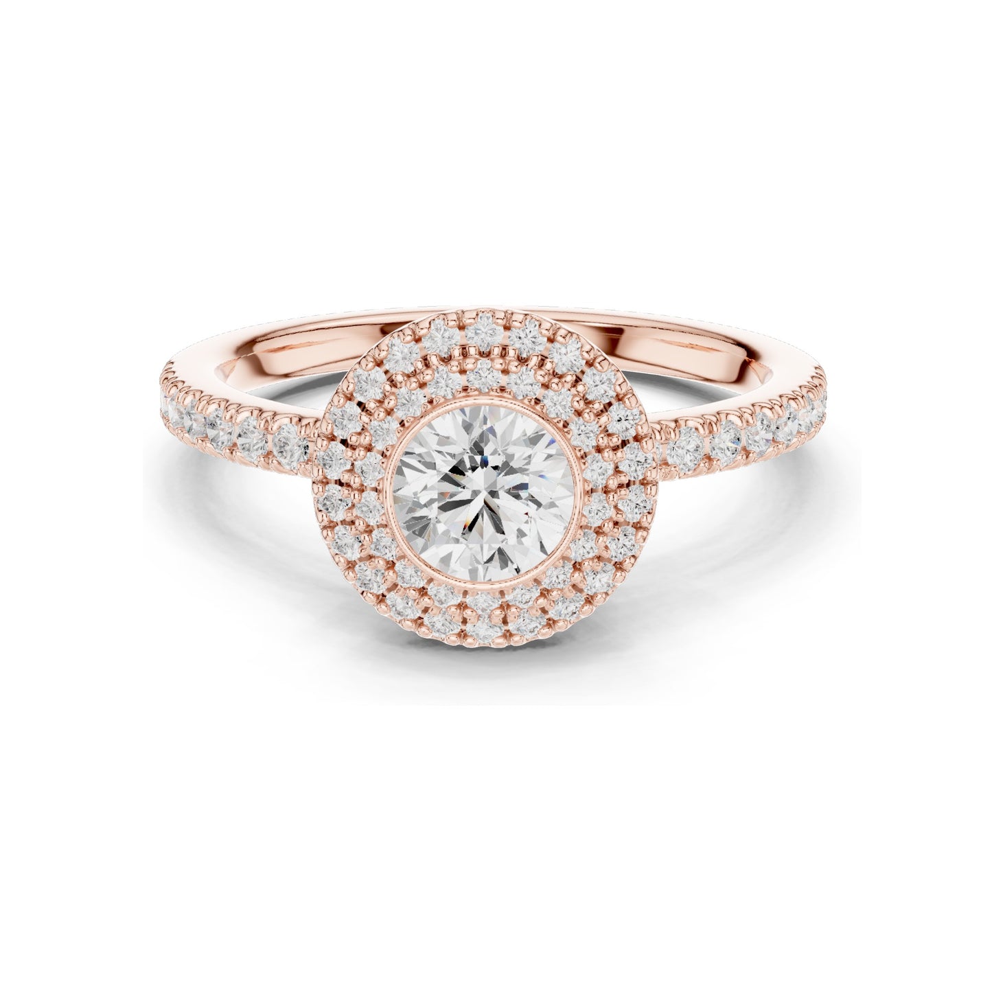 1.134 CT Round Brilliant Lab Diamond Halo Engagement Ring for Women | VVS-VS EF Clarity | 18KT, 14KT, 10KT Gold & 925 Silver | Rose, Yellow, White Gold & Moissanite Options