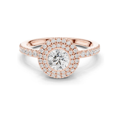 1.134 CT Round Brilliant Lab Diamond Halo Engagement Ring for Women | VVS-VS EF Clarity | 18KT, 14KT, 10KT Gold & 925 Silver | Rose, Yellow, White Gold & Moissanite Options