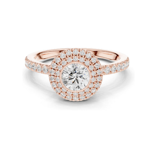 1.134 CT Round Brilliant Lab Diamond Halo Engagement Ring for Women | VVS-VS EF Clarity | 18KT, 14KT, 10KT Gold & 925 Silver | Rose, Yellow, White Gold & Moissanite Options