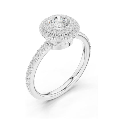 1.134 CT Round Brilliant Lab Diamond Halo Engagement Ring for Women | VVS-VS EF Clarity | 18KT, 14KT, 10KT Gold & 925 Silver | Rose, Yellow, White Gold & Moissanite Options