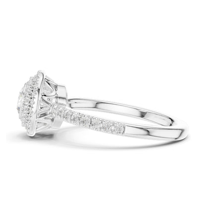 1.134 CT Round Brilliant Lab Diamond Halo Engagement Ring for Women | VVS-VS EF Clarity | 18KT, 14KT, 10KT Gold & 925 Silver | Rose, Yellow, White Gold & Moissanite Options