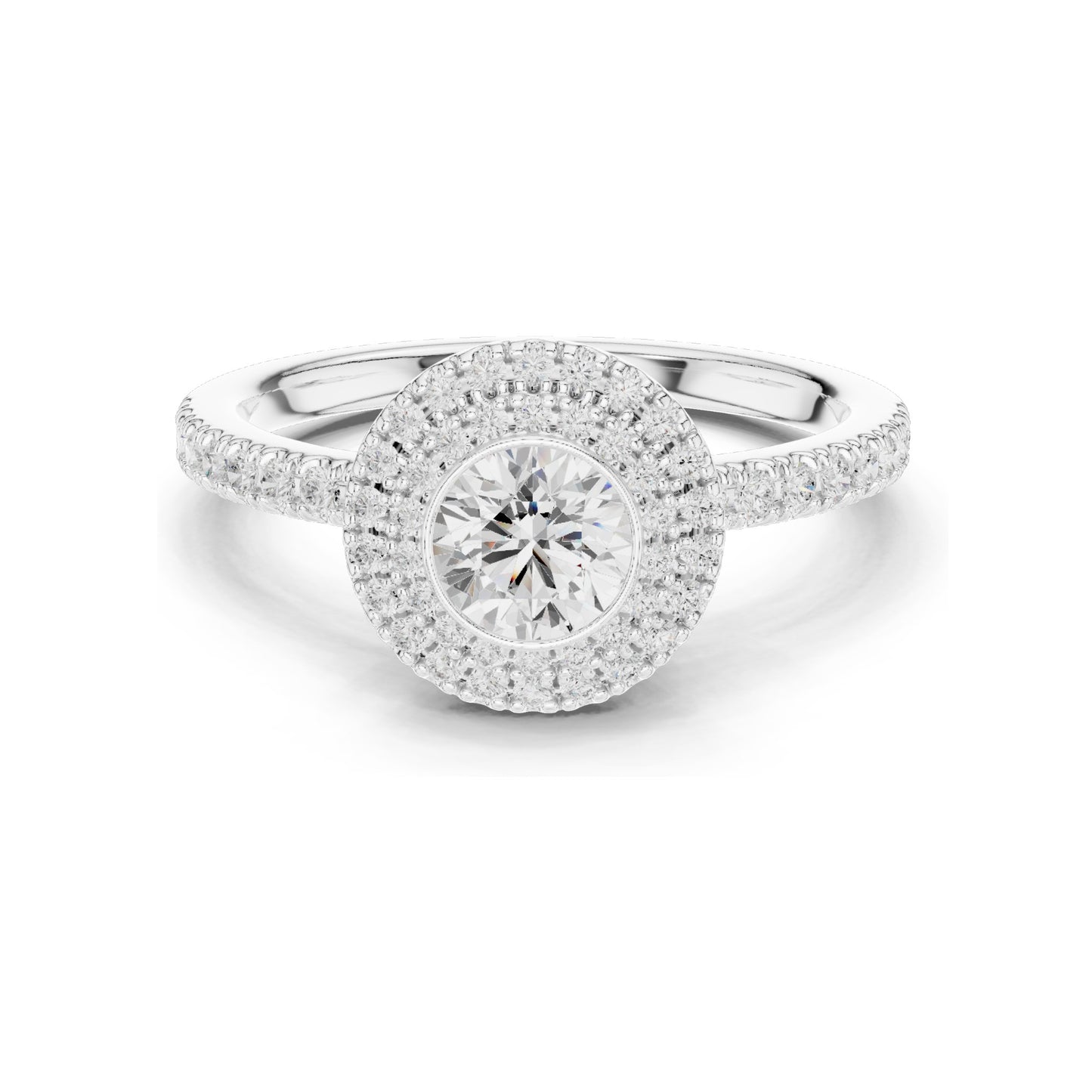 1.134 CT Round Brilliant Lab Diamond Halo Engagement Ring for Women | VVS-VS EF Clarity | 18KT, 14KT, 10KT Gold & 925 Silver | Rose, Yellow, White Gold & Moissanite Options