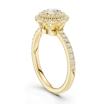 1.134 CT Round Brilliant Lab Diamond Halo Engagement Ring for Women | VVS-VS EF Clarity | 18KT, 14KT, 10KT Gold & 925 Silver | Rose, Yellow, White Gold & Moissanite Options