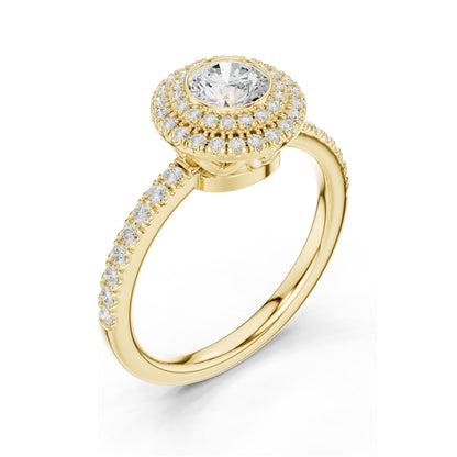 1.134 CT Round Brilliant Lab Diamond Halo Engagement Ring for Women | VVS-VS EF Clarity | 18KT, 14KT, 10KT Gold & 925 Silver | Rose, Yellow, White Gold & Moissanite Options