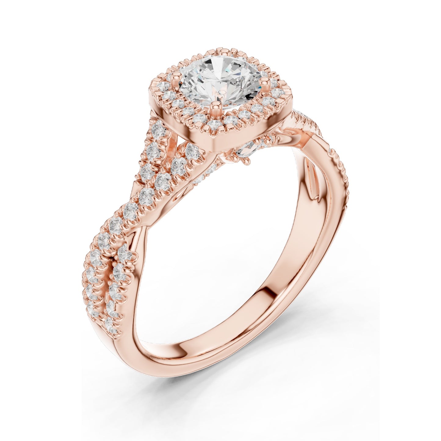 1.27 CT Round Cushion Lab Diamond Halo Ring for Women | VVS-VS EF Clarity | 18KT, 14KT, 10KT Gold & 925 Silver | Rose, Yellow, White Gold & Moissanite Options