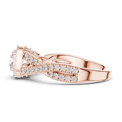 1.27 CT Round Cushion Lab Diamond Halo Ring for Women | VVS-VS EF Clarity | 18KT, 14KT, 10KT Gold & 925 Silver | Rose, Yellow, White Gold & Moissanite Options