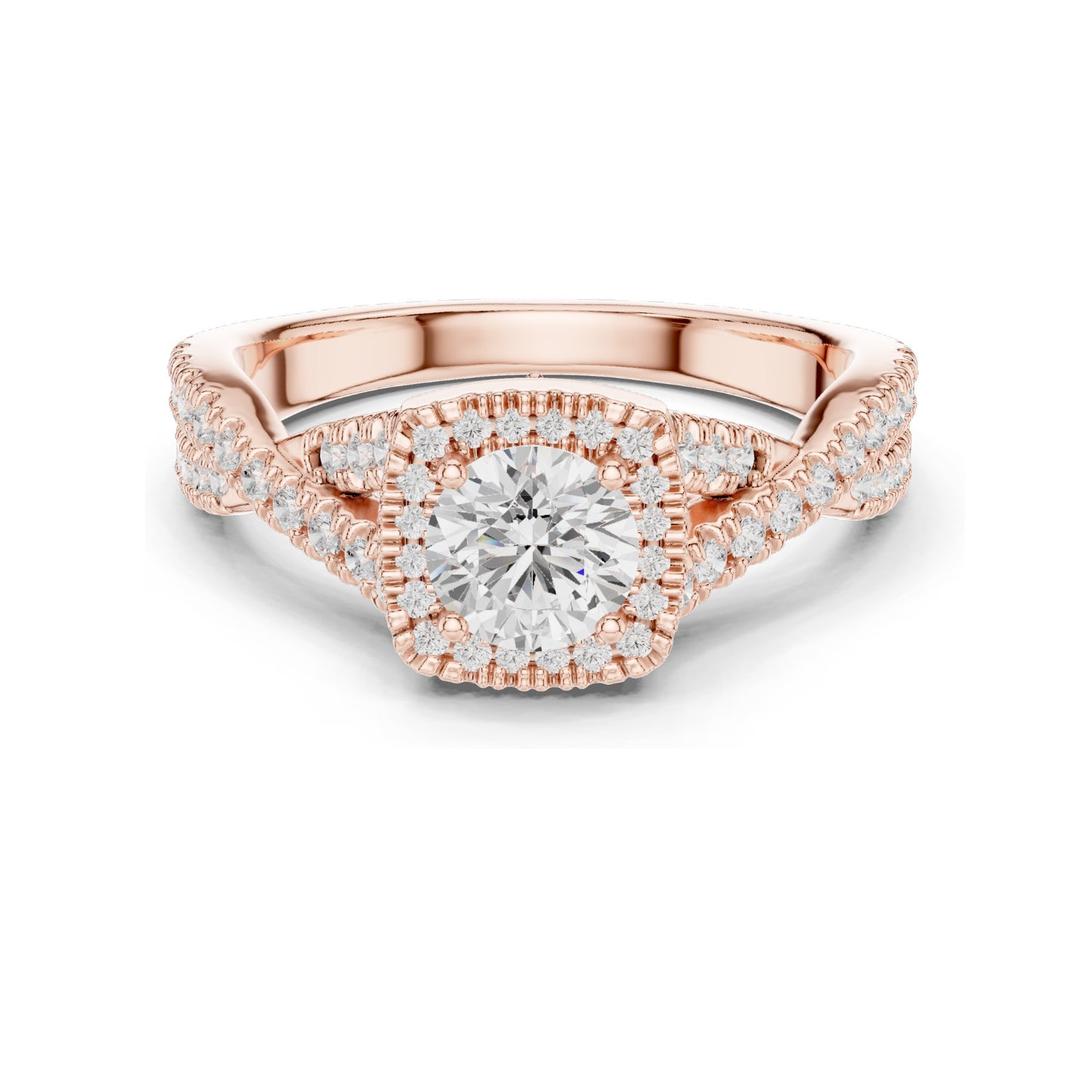 1.27 CT Round Cushion Lab Diamond Halo Ring for Women | VVS-VS EF Clarity | 18KT, 14KT, 10KT Gold & 925 Silver | Rose, Yellow, White Gold & Moissanite Options