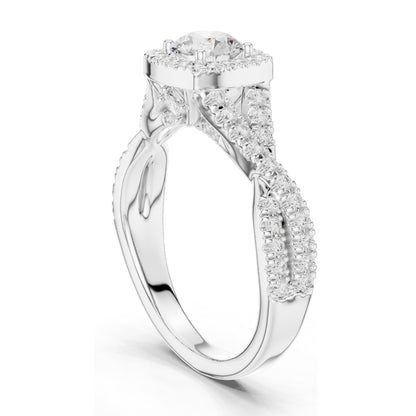 1.27 CT Round Cushion Lab Diamond Halo Ring for Women | VVS-VS EF Clarity | 18KT, 14KT, 10KT Gold & 925 Silver | Rose, Yellow, White Gold & Moissanite Options