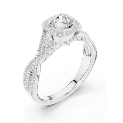 1.27 CT Round Cushion Lab Diamond Halo Ring for Women | VVS-VS EF Clarity | 18KT, 14KT, 10KT Gold & 925 Silver | Rose, Yellow, White Gold & Moissanite Options