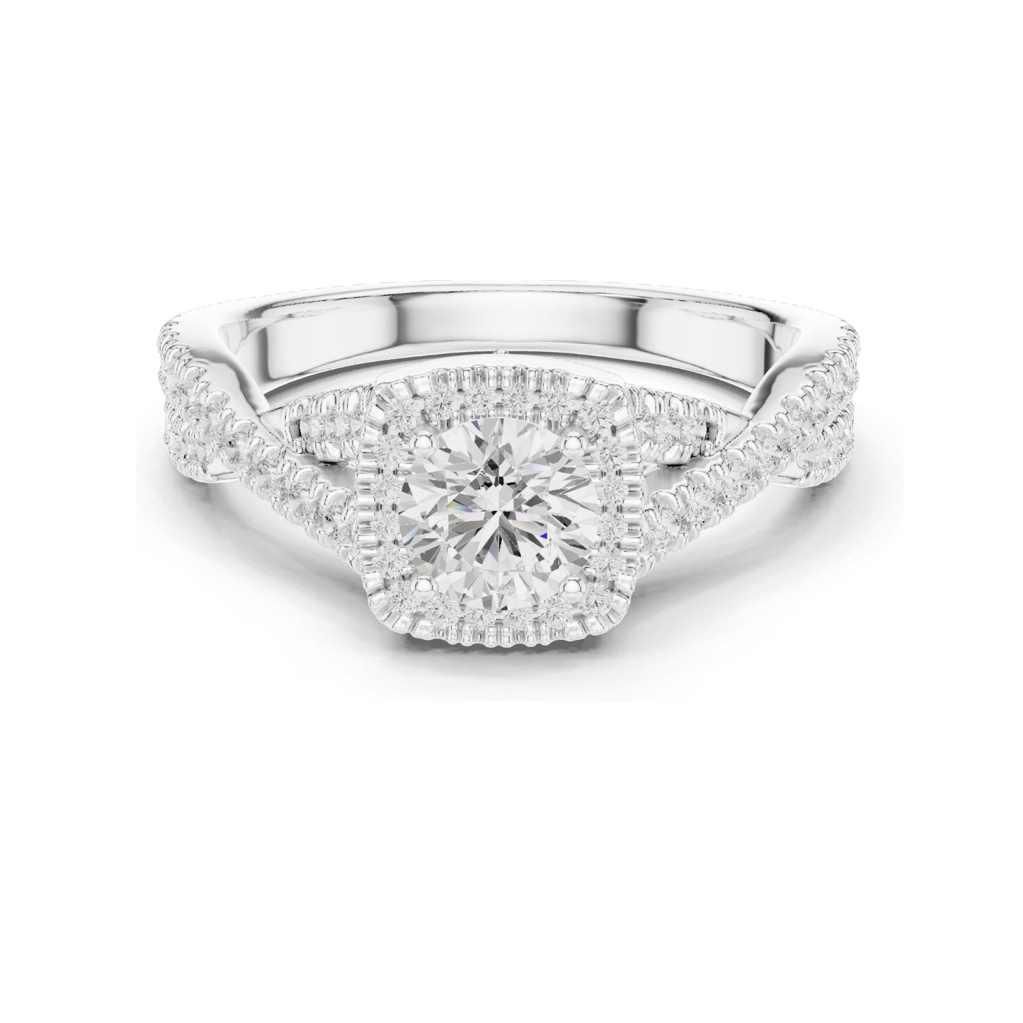 1.27 CT Round Cushion Lab Diamond Halo Ring for Women | VVS-VS EF Clarity | 18KT, 14KT, 10KT Gold & 925 Silver | Rose, Yellow, White Gold & Moissanite Options