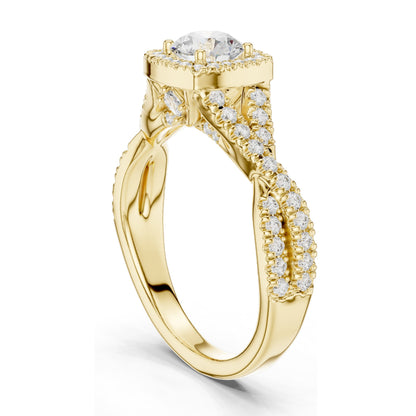 1.27 CT Round Cushion Lab Diamond Halo Ring for Women | VVS-VS EF Clarity | 18KT, 14KT, 10KT Gold & 925 Silver | Rose, Yellow, White Gold & Moissanite Options