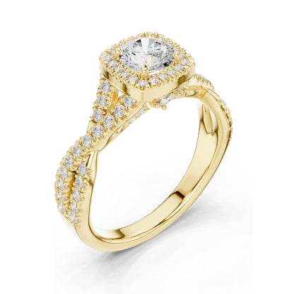 1.27 CT Round Cushion Lab Diamond Halo Ring for Women | VVS-VS EF Clarity | 18KT, 14KT, 10KT Gold & 925 Silver | Rose, Yellow, White Gold & Moissanite Options