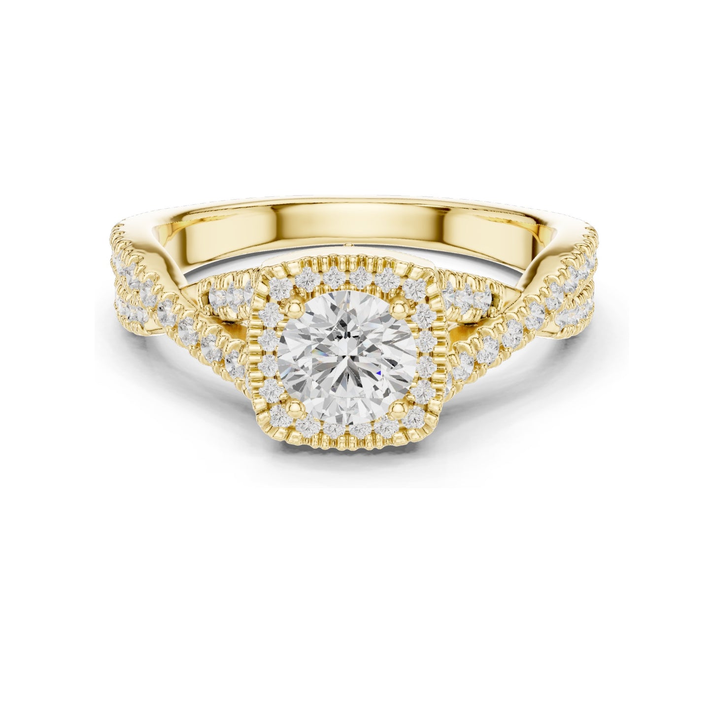 1.27 CT Round Cushion Lab Diamond Halo Ring for Women | VVS-VS EF Clarity | 18KT, 14KT, 10KT Gold & 925 Silver | Rose, Yellow, White Gold & Moissanite Options