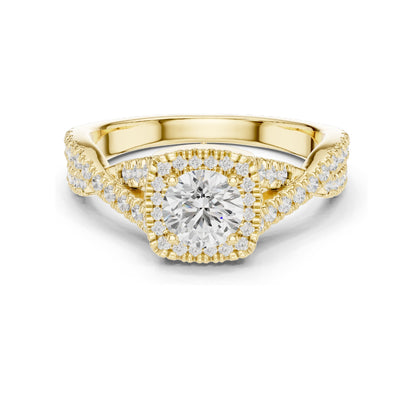 1.27 CT Round Cushion Lab Diamond Halo Ring for Women | VVS-VS EF Clarity | 18KT, 14KT, 10KT Gold & 925 Silver | Rose, Yellow, White Gold & Moissanite Options