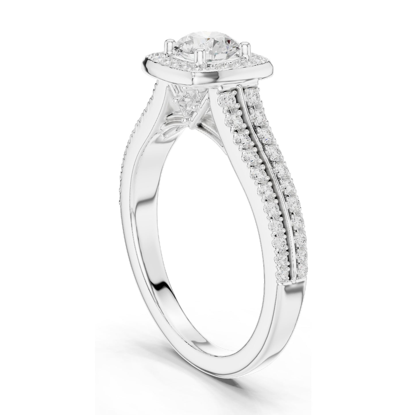 0.994 CT Round Cut Halo Lab Diamond Engagement Ring for Women | VVS-VS EF Clarity | 18KT, 14KT, 10KT Gold & 925 Silver | Rose, Yellow, White Gold & Moissanite Options