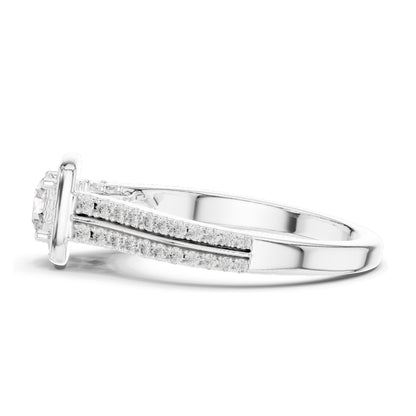 0.994 CT Round Cut Halo Lab Diamond Engagement Ring for Women | VVS-VS EF Clarity | 18KT, 14KT, 10KT Gold & 925 Silver | Rose, Yellow, White Gold & Moissanite Options