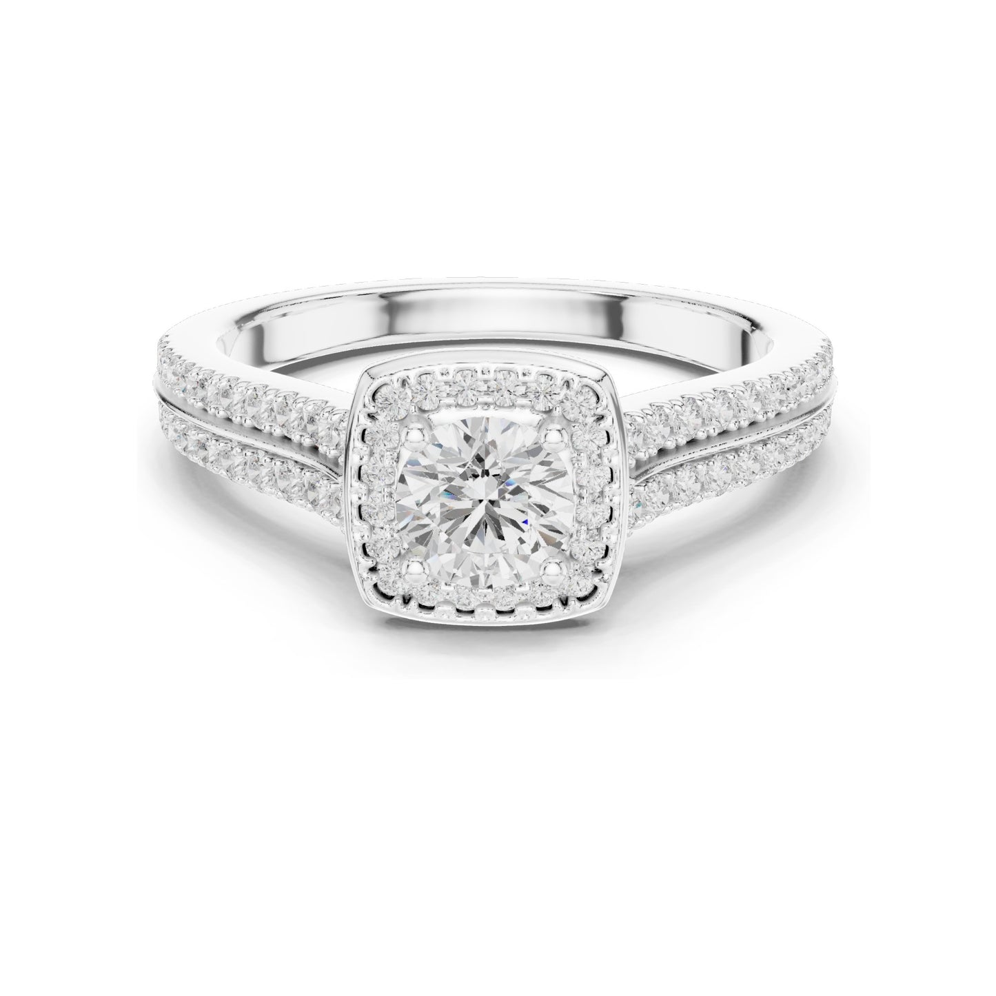 0.994 CT Round Cut Halo Lab Diamond Engagement Ring for Women | VVS-VS EF Clarity | 18KT, 14KT, 10KT Gold & 925 Silver | Rose, Yellow, White Gold & Moissanite Options