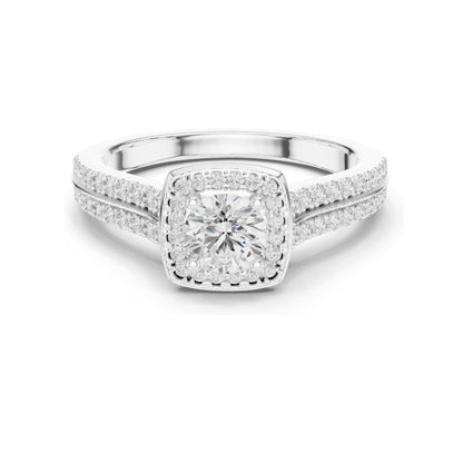 0.994 CT Round Cut Halo Lab Diamond Engagement Ring for Women | VVS-VS EF Clarity | 18KT, 14KT, 10KT Gold & 925 Silver | Rose, Yellow, White Gold & Moissanite Options