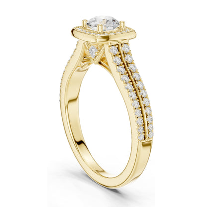 0.994 CT Round Cut Halo Lab Diamond Engagement Ring for Women | VVS-VS EF Clarity | 18KT, 14KT, 10KT Gold & 925 Silver | Rose, Yellow, White Gold & Moissanite Options